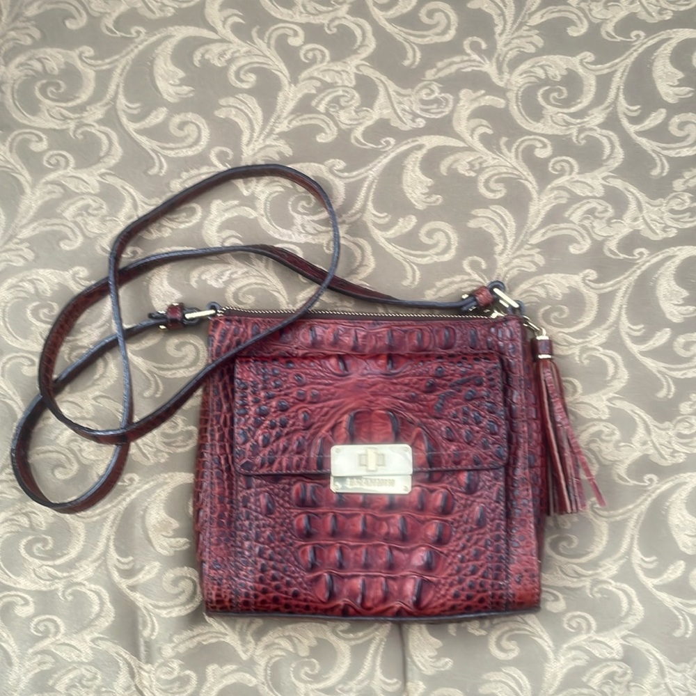 Brahmin brown leather crossbody bag